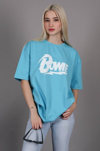 Madmext Tricou over fit cu imprimeu turcoaz Mg1514