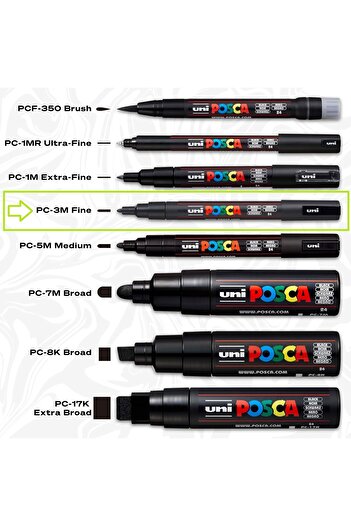 Uni Posca 8'Li Soft Color Set (8 Most Prefered Soft Colors) Pc-3M (0.9-1.3mm) Poska Pc3M Pc - 3m