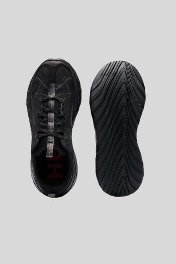 HUGO Marka Logolu Şerit Detaylı Erkek Sneaker Siyah