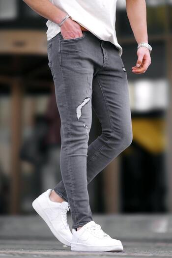 Madmext Smoked Ripped Detailed Skinny Fit Men's Jeans 6887