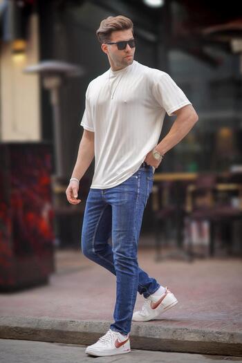 Madmext Modré Slim Fit pánské džíny 6863