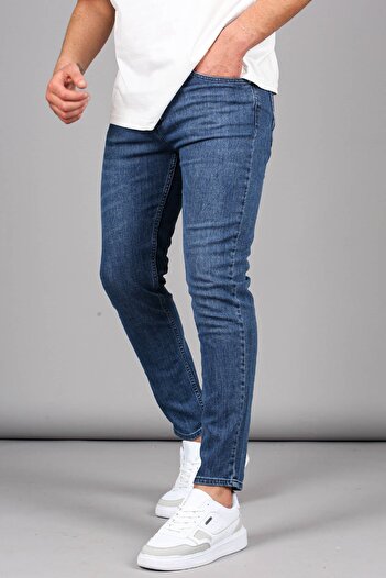 Madmext Modré pánské džíny Straight Fit 6333