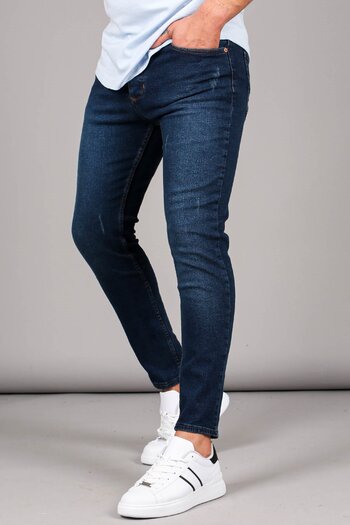 Madmext Modré broušené Skinny Fit pánské džíny 6321