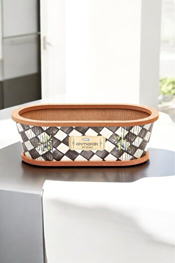 Qerhome Natural Wooden Bread Presentation Basket - Checkers Pattern