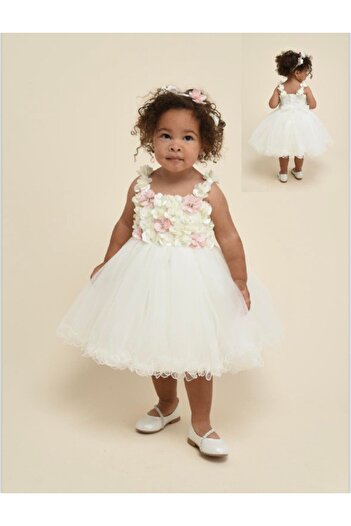 ChatonDor Girl's Flower Appliqued Evening Dress and Crown