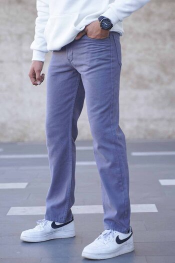 Madmext Dyed Gray Straight Fit Men's Jean Trousers 6312