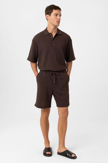Antioch Brown Textured Relaxed Men's Shorts