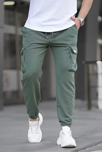 Madmext Khaki Elastic Cargo Pocket Men's Sweatpants 6514