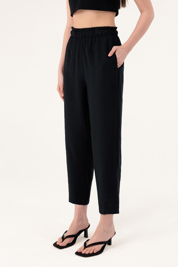 Evermade Soft Textured Woven Trousers with Elastic Waist and Pockets