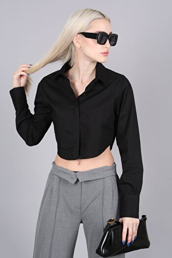 Madmext Černá krátká košile Mad Girls Mg1382