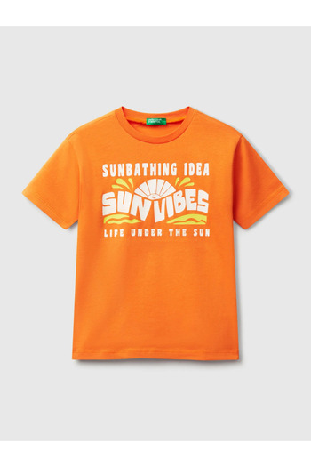 Benetton Boy's Printed Tshirt 6-14 Years Orange