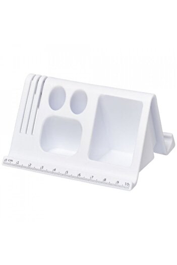 G Golden Case Desk stand for tablets and phones with holes for stationery, White