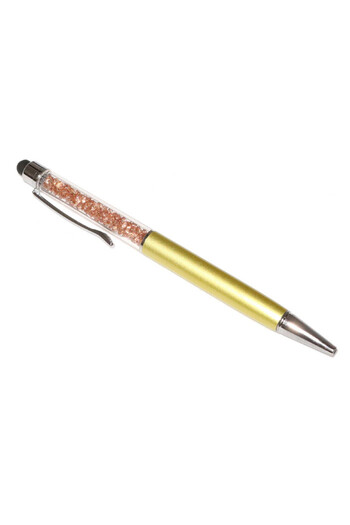 G Golden Case Stylus touch pen with ballpoint pen, decorated with crystals, metallic, gold