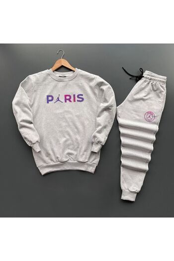 Minikelya Psg Sweatshirt and Sweatpants Winter 2-Piece Combination Tracksuit Set