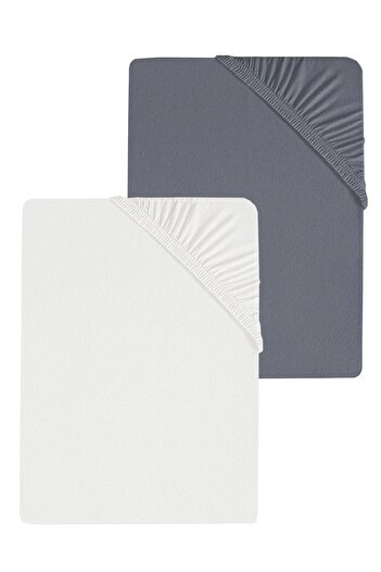 COTENCONCEPT 2 Pieces Oversized Plain Cotton Double 200 X 200 cm Elastic Combed Cotton Bed Sheet