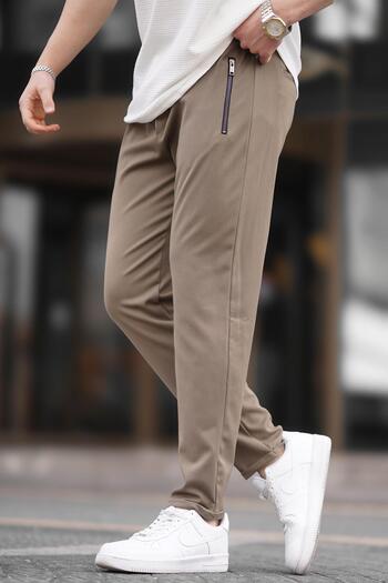 Madmext Ανδρικό παντελόνι Tan Zipper Detailed 6520