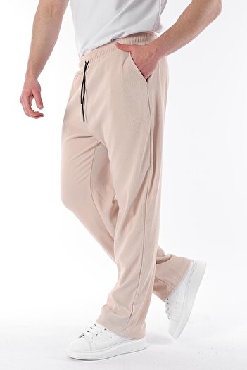 Madmext Beige Loose Trousers - Adjustable Waist Pocket, Model 6545