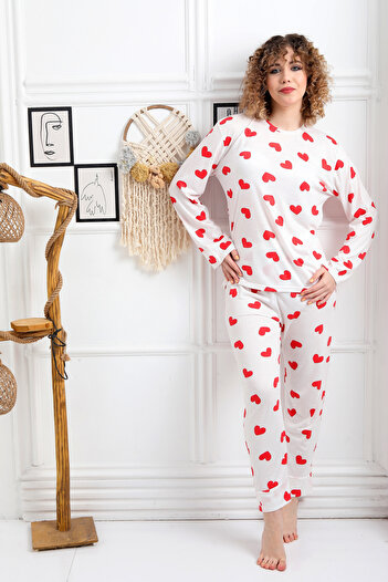FAMES PİJAMA Patterned Combed Suprem Women's Pajama Set
