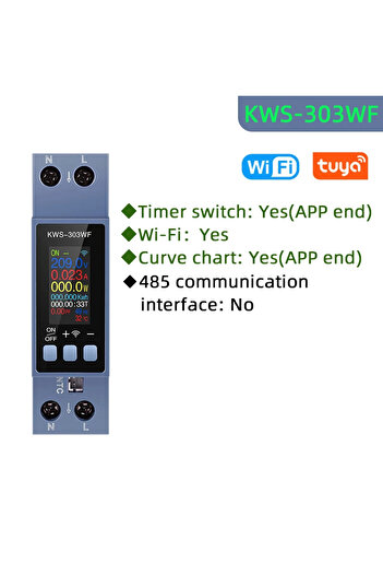 Choice1 KWS-303WF with WIFI AC100-290V/40A Din Rail AC Monitor Multi-function Energy Power Voltage Current P