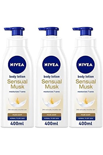 NIVEA Body Lotion Musk Scent, Normal to Dry Skin, 3 x 400ml