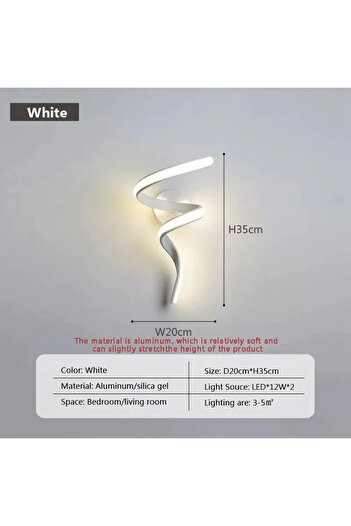 Choice1 Warm white(no rc) D20-White LED Wall Lamp Nordic Spiral Sconce Light For Stairs Bedroom Bedside Stud