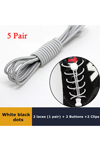Choice White B point-5Pair 1Pair Shoelaces for Sneaker Elastic No Tie Shoe Laces Stretching Lock Lazy Laces