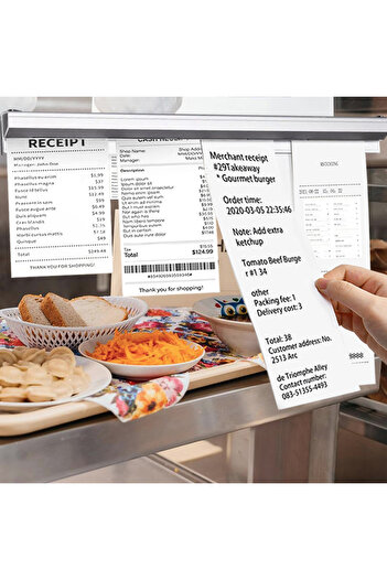 Choice 20cm Restaurant Ticket Holder Aluminum Order Rack Receipt Holder Silvery Kitchen Slide Check Rack...