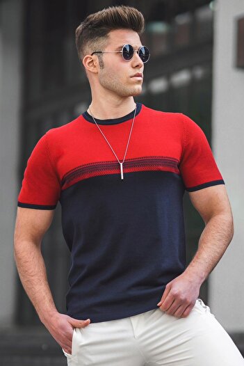 Madmext Men's Red Knitwear T-Shirt 5094
