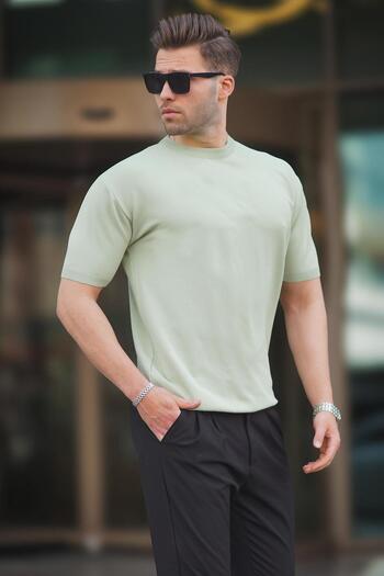 Madmext Ανδρικό μπλουζάκι Green Crew Neck Basic 6883