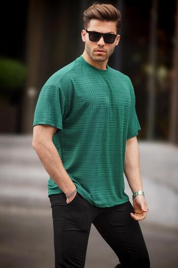 Madmext Ανδρικό T-Shirt Green Oversize Crew Neck 6191