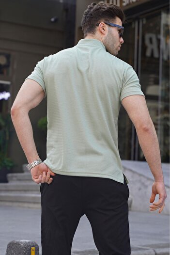 Madmext Ανδρικό μπλουζάκι με φερμουάρ Mint Green 6120