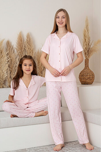 Farya Home Mother Daughter Combination Short Sleeve Patterned Shirt Pajama Set (Mother and Daughter Sold Separately)