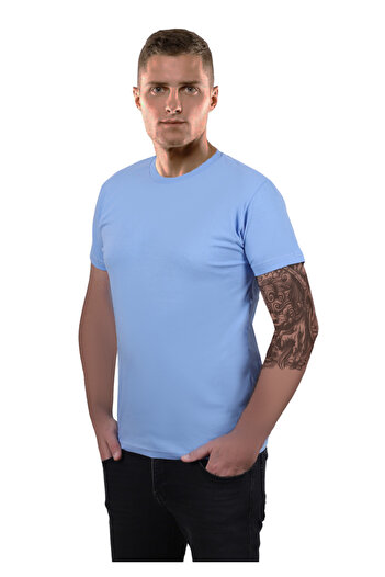 Chicheva Ανδρικό μπλουζάκι με κανονική εφαρμογή Crew Neck Blue Basic