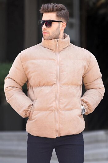 Madmext Camel Nubuck Men's Puffer Jacket 6802