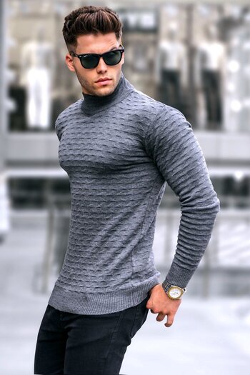 Madmext Anthracite Turtleneck Knitwear Sweater 5762