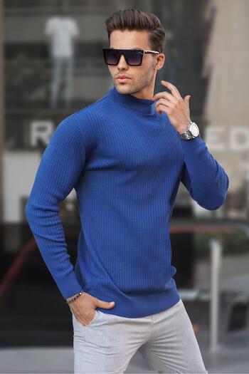 Madmext Indigo Turtleneck Men's Knitwear Sweater 6822