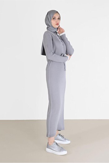 Alvina POLO Collar Ribbed Knitwear Dress 42122