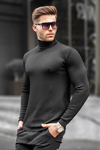 Madmext Black Turtleneck Men's Knitwear Sweater 6306