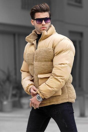 Madmext Мъжко пухено яке Camel Stand Collar 6860