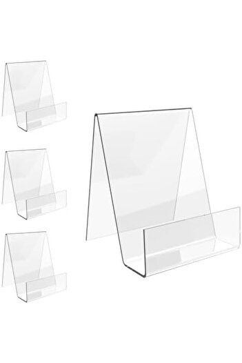 Generic Set Of 5 Small Clear Acrylic Book Stands With Ledge For Displaying Books, Art, And Music Sheets