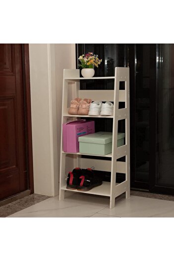 Generic 4 Tier Waterproof White Ladder Shelf Bookcase Display Unit