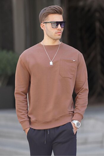 Madmext Brown Regular Fit Basic Sweatshirt 6136