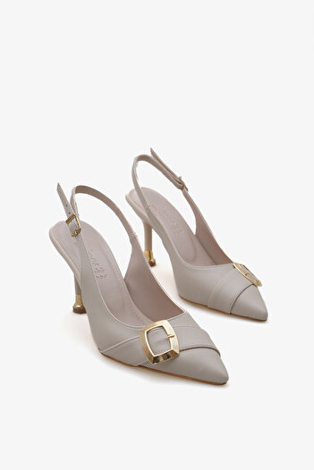 Stella Bezile Stiletto Women's Buckle Pointed Toe Heeled Slingback Stiletto