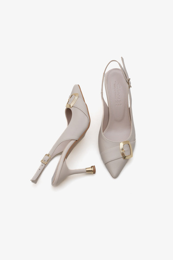 Stella Bezile Stiletto Women's Buckle Pointed Toe Heeled Slingback Stiletto