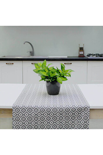 Homelux Table Runner 50X170 Cm 100% Cotton Gray/White