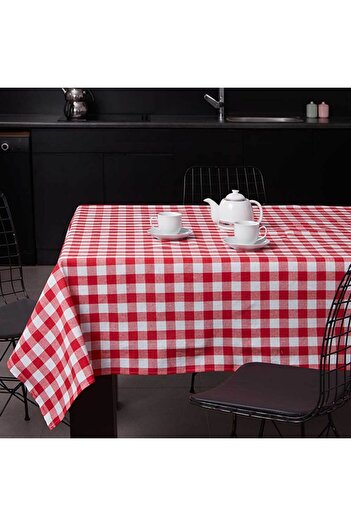 Homelux Tablecloth 160X160 Cm 100% Cotton Red/White