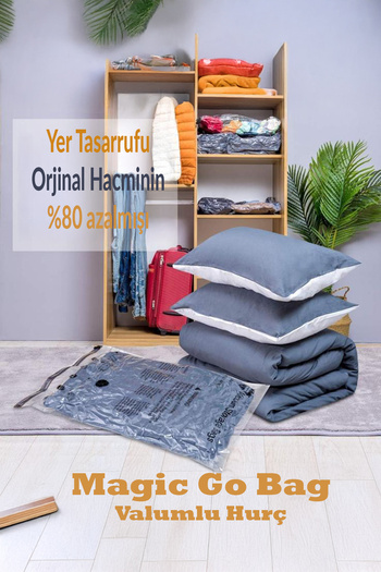 Magic Saver Bag 4 Adet Large Beden (50x70)Cm Premium Vakumlu Yorgan,Yastık,Giyim,Battaniye Hurcu