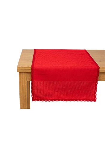 Homelux Table Runner 45X140 Cm Cotton Marglinene Dantelata Red