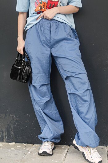 Madmext Blue Parachute Jogger Women's Trousers Mg1726