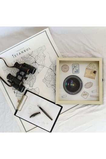 Muzilife Photo frame with souvenir box Muzilife, wood/glass, beige, 25 x 25 cm